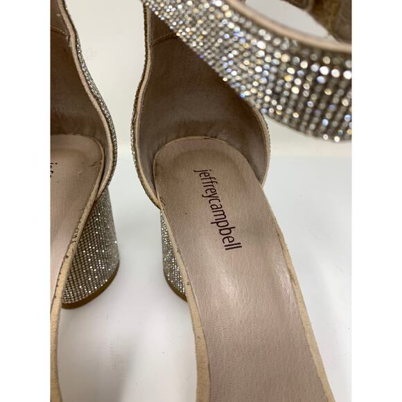 Jeffrey Campbell Laura Ankle Strap Sandal Womens Size 10 Rhinestone Heels - Picture 4 of 8